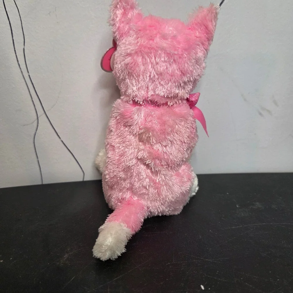 Ty Beanie Babies Bonita Pink Puppy Dog Plush 2006 Blue Eyes‎ Glitter Nose 6.5